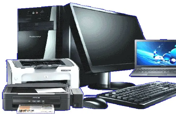 Desktop computers, printers and laptops